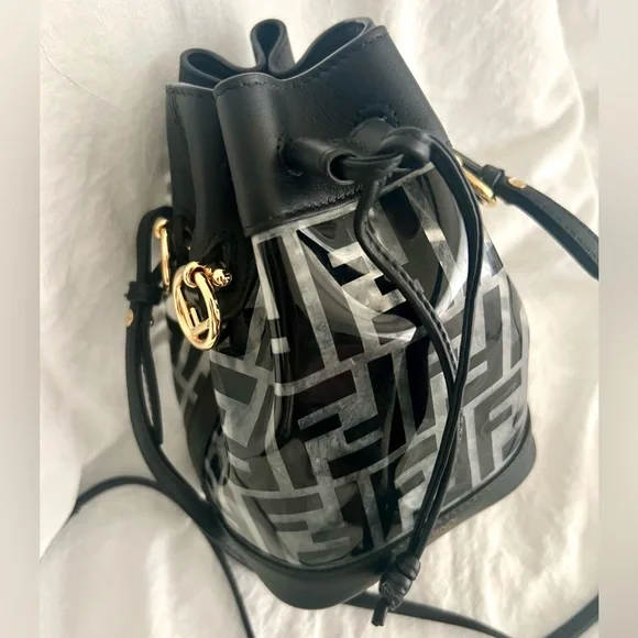 đź‘‘âś…PRICE FIRMâś…AUTHENTIC Fendi Black & Gold Mon Tresor Mini Bucket - Picture 4 of 16